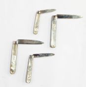 A George IV silver bladed folding fruit knife with mother-of-pearl handle,