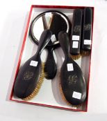 Ebony dressing table set including hand mirror,