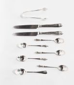 A quantity of small silver items to include five apostle coffee spoons, single coffee spoon,