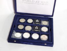 Two boxes of proof silver crowns,