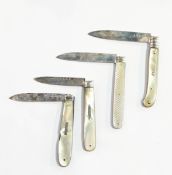 A Georgian silver bladed folding fruit knife with mother-of-pearl handle,