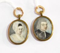 Miniature on ivory Head and shoulders portrait of a Georgian style gentleman, oval, 3.5cm x 2.