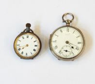 A silver open-faced pocket watch,