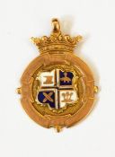 A 9ct gold enamelled fob,