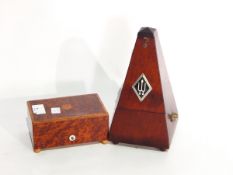 A modern metronome, piano tuning items, quantity 33rpm records,