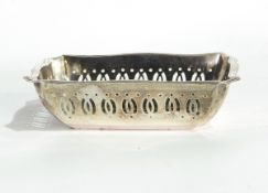 A Victorian silver circular bonbon dish with pierced fretwork scroll border, Sheffield 1900,