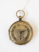 A silver open-faced pocket watch,