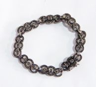 Marcasite bracelet, three marcasite rings, pair earrings,