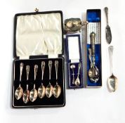 A set of six silver coffee spoons, shell pattern, Birmingham 1931, cased,