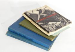 A metal grenade inkwell on black glass base, a brass shell ashtray,