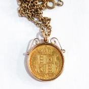 A Victorian shield-back half sovereign 1892,