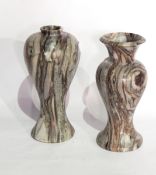 Large marble type vase, inverse baluster shaped with everted rim, 30cm high, another, similar,