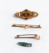 A 9ct gold and diamond brooch, ornate scroll design,