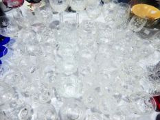 Large quantity of cut glass stemware and tumblers