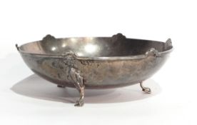 A George V silver fruit bowl raised on Art Deco feet, Birmingham 1935, 11oz approx., diameter 19.