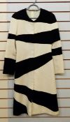 A Jasper Conran black and white striped wool coat with zip fastening,