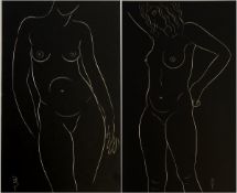 Eric Gill (1882-1940) Original wood engraving Two nude statues from 