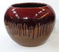 Contemporary Thai stoneware jardiniere, with inverted rim,