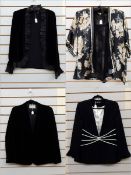 A Jacques Vert black evening jacket with white piped fan decoration to the waist,