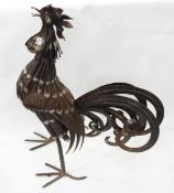 Contemporary painted metal cockerel,