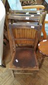 A set of four folding occasional chairs and a mahogany stool on turned supports and another chair