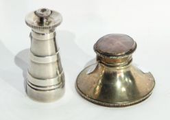 A silver inkwell, Birmingham 1912 by Levy & Salaman, of circular form,