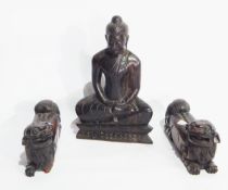 A hexagonal treen jar with hinged cover,