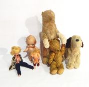 A quantity of early to mid 20th century soft toys and dolls including Chiltern baby doll,