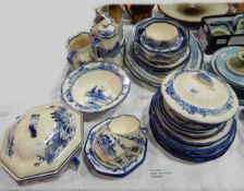 A Royal Doulton part table service decorated in blue and white in the 