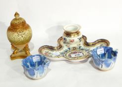 Victorian Royal Worcester pierced gilt and blush pot pourri vase the domed cover with pointed