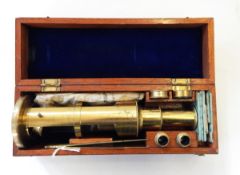 A brass monocular microscope by J H Steward, 406 Strand, London,