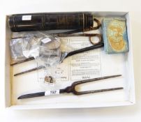 A brass three-draw telescope,