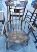 Oak tub chair and others