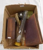 A French painted wood printed and purple sequinned folding fan, album of cigarette cards,