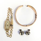 9ct gold bangle (af),