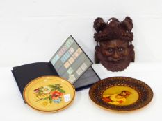 An embroidered picture with geometric pattern, stamps,