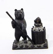 A Black Forest carved bear inkstand,