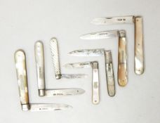 Victorian silver mother-of-pearl handled fruit knife,