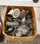 Unity pewter sugar can, teapot,