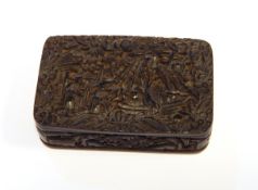A Chinese Canton tortoiseshell snuff box with inscription 