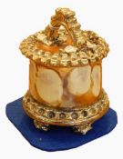 A pottery cake box by Rachel Kneebone, the lid with arched handle,