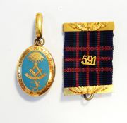 A Victorian 18ct gold and enamel Masonic pendant inscribed 