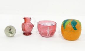 Late 19th century glass sulphide marble having lion inside,