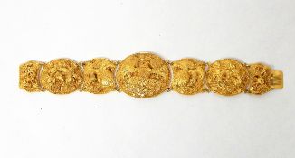 Late 19th century Chinese gold filigree bracelet, Qing Dynasty,