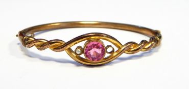 Victorian banded agate oval brooch, Victorian silver bangle,