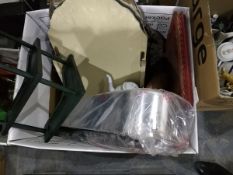 A pair of wall mirrors with carved ribbon design, salmon fish kettle, etc.