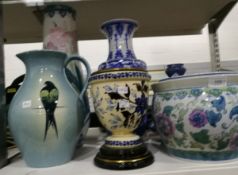 A Britannia ware blue and white vase of conical form,