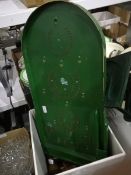 A quantity of collectables including papier mache crumb tray and brush, inlaid box,