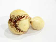 Oriental carved ivory model of two figs