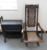 An Indian carved hardwood folding reclining armchair,
